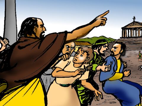 Then all the people ran to the amphitheatre with the two Christian men they had captured. – Slide 9