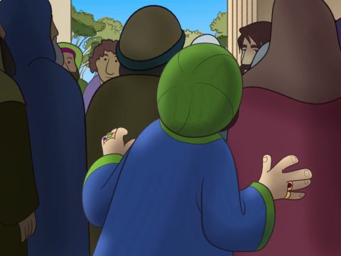 But Zacchaeus was a short man and could not see over the crowd. – Slide 5