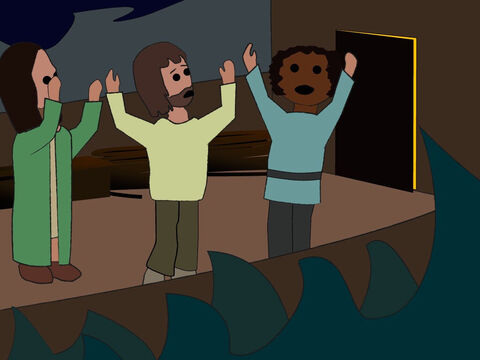 So they shouted out a prayer to Jonah’s God. ‘Please don’t make us die because Jonah has been disobedient. And please don’t make us guilty for throwing him overboard.’ – Slide 14