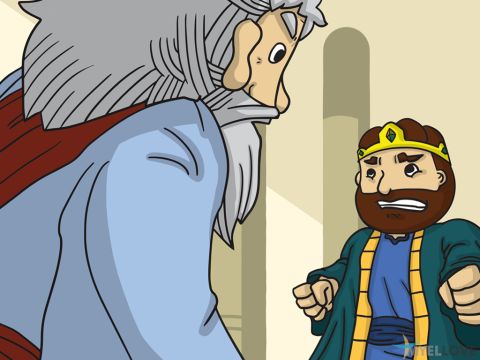 During the third year without rain, the Lord told Elijah to go to King Ahab. <br/>‘You have not obeyed the Lord’s commands and worshipped false gods instead. Now tell all the people of Israel to meet me at Mount Carmel. Also bring prophets of the false gods Baal and Asherah, all 850 of them.’ – Slide 1