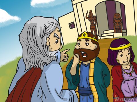 King Ahab and Queen Jezebel had disobeyed God’s commands and refused to turn back to Him. <br/>God sent the prophet Elijah with a message for the King. ‘I serve the Lord, the God of Israel,’ Elijah explained. ‘I tell you the truth. No rain or dew will fall during the next few years unless I command it.’ – Slide 1