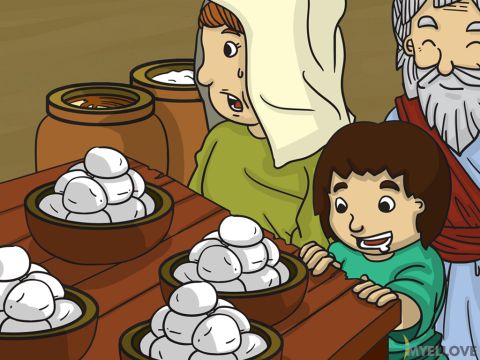Elijah said to her, ‘Don’t worry. Go home and cook what you have left for the three of us. <br/>God says, ‘That jar of flour will never become empty. The jug will always have oil in it. This will continue until the day the Lord sends rain to the land.’ <br/>The woman obeyed and the jar of flour and the jug of oil were never empty. – Slide 4
