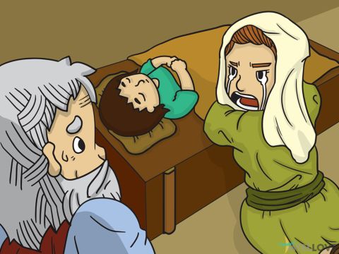 Sometime later the woman’s son became sick. He grew worse and worse. Finally, he stopped breathing. <br/>The woman said to Elijah, ‘You are a man of God. What have you done to me? Did you come here to remind me of my wrongdoing? Did you come here to kill my son?’ – Slide 5