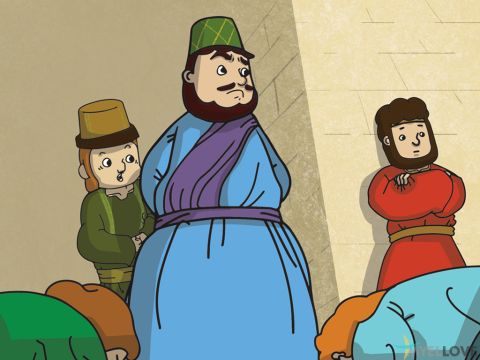 The King appointed Haman to be the second most powerful man in his Kingdom. Haman was a proud man who demanded all those working at the palace bowed down to him. And everyone did, apart from Mordecai. As a Jew he would not bow down to honour anyone but God. This enraged Haman, and when he learnt that Mordecai was a Jew, he came up with a wicked plan to destroy all Mordecai’s people, the Jews, throughout the whole kingdom of Xerxes. <br/>He got the King to sign a law that on the 13th day of the first month, all the Jews—young and old, women and children—would be killed and their good plundered. – Slide 2
