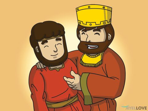 The King then passed a new law which meant the Jews could be protected. Mordecai was given royal garments of blue and white, a signet ring, and a purple robe of fine linen. Among the Jews, there was great feasting and celebrating. And every year since then, the Jews hold the feast of Purim, a joyful holiday, to remember Esther and how God used her to rescue His people. – Slide 7