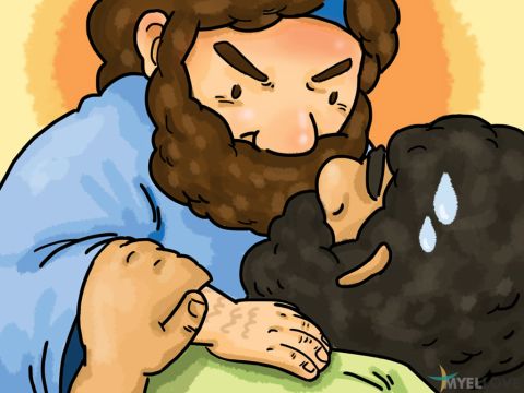 ‘The servant grabbed the other servant around the neck and said, “Pay me the money you owe me!” <br/>‘The other servant fell on his knees and begged him, “Be patient with me. I will pay you everything I owe.”’ – Slide 4