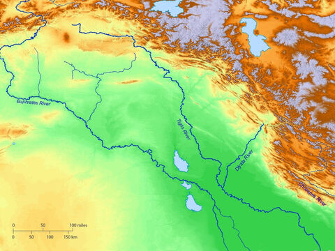Blank map of Ancient Mesopotamia showing rivers Euphrates and Tigris. – Slide 2