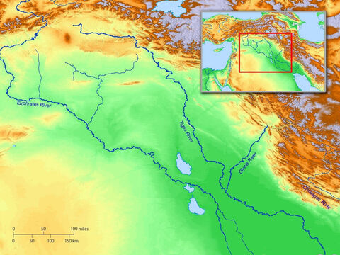 Blank map of Ancient Mesopotamia showing rivers Euphrates and Tigris. – Slide 4