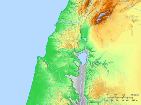 Blank map of the Sea of Galilee and surrounding region. – Slide 4