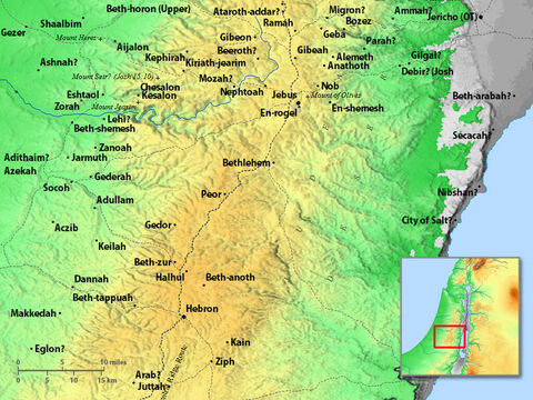 Region of Jericho, Jebus (later Jerusalem), Bethlehem and Hebron. – Slide 10