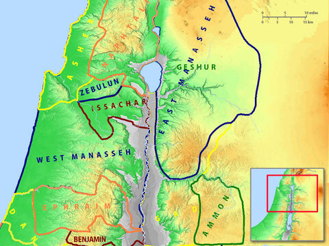 Allocation of land in Northern Israel to the 12 tribes. – Slide 31
