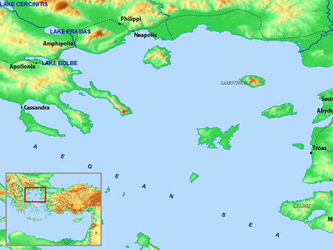 Map of Troas, Neapolis, Philippi and surrounding regions. – Slide 13