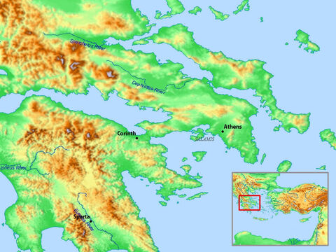 Map of area around Athens and Corinth. – Slide 15