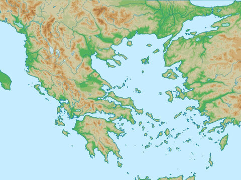 Aegean Sea with Asia Minor (Turkey) to left and Greece to the right. Region of Paul’s second and third missionary trips. – Slide 5