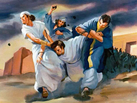 Naboth was carried outside the city walls and stoned to death. – Slide 25