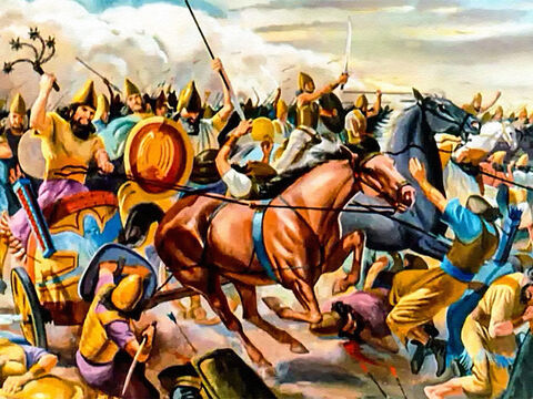 And they were a war-like people – during the reign of King Nebuchadnezzar, his cruel, fierce Babylonian armies conquered the surrounding nations. – Slide 3