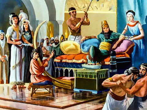 Eventually, Belshazzar became king. He was a cruel, selfish man who thought only about having a good time. Although he was Nebuchadnezzar’s grandson, Belshazzar did not believe in God and under his rule the city of Babylon was full of wickedness and sin. – Slide 8