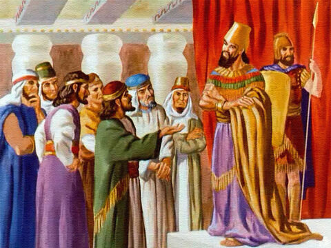 So the king gave them permission to come before him, and the one who had been chosen to speak for the group stepped forward with the usual greeting. – Slide 13
