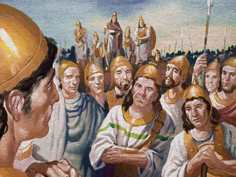 Now Gideon only had 10,000 men. And God alone knew how such a small army could conquer far more than ten times their number. Gideon was beginning to realize the true meaning of trust in God. – Slide 15