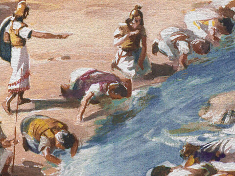 Three hundred men lapped the water from their hands. And the Lord said, ‘By the 300 men that lapped will I save you and deliver the Midianites into your hands. Let all the other people go.’ – Slide 19