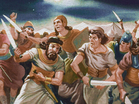 Every man turned blindly on his neighbor and they began to fight one another, for the Lord caused it to happen. – Slide 36