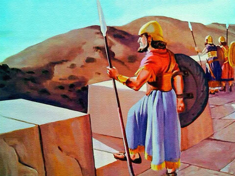Nearby the city of Jericho, Joshua looked at the walls so tall and thick and strong. He knew no human power could break them down. But Joshua remembered ... – Slide 7