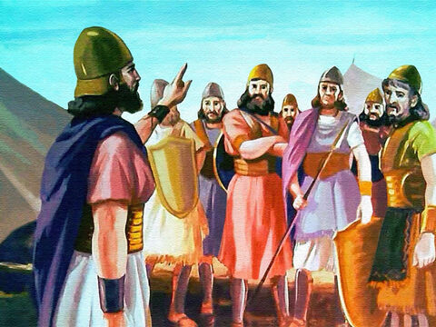 When Joshua returned to camp, he called together his men. These men of Israel had sworn to obey Joshua as they had Moses ... – Slide 13