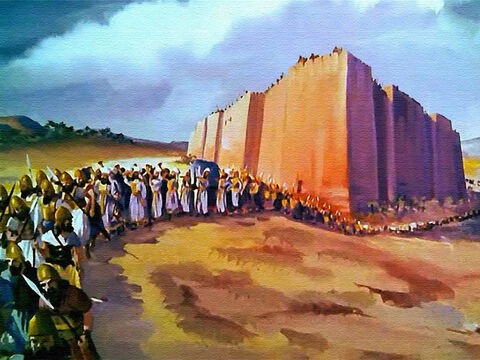 The Israelites marched once around the city then returned to camp without anyone saying a single word! – Slide 30