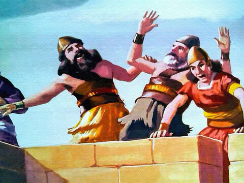 But others began to mock. These foolish Israelites marching around and around the strong walls of Jericho, blowing their trumpets and carrying a mysterious box! Anyone could see they’d never get into the city that way! – Slide 33