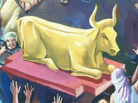They even made an idol and began to worship the lifeless image of a golden calf saying, ‘This is the God who brought us out of Egypt.’ Already they had broken the first commandment, which they had so recently received. ‘You shalt have no other gods before me.’ – Slide 41