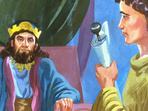 The king was still pondering the problem, when a servant came to the king with a message about Naaman from Elisha the prophet. – Slide 31