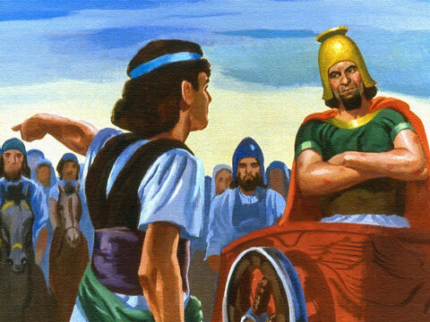 The servant went out to tell Naaman that if he went to the river Jordan, and washed himself seven times, he would be completely healed of his leprosy. – Slide 40