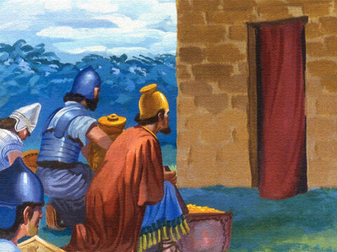 It was a humble group of men that returned to the small house where Elisha lived with the many gifts they had brought. – Slide 52