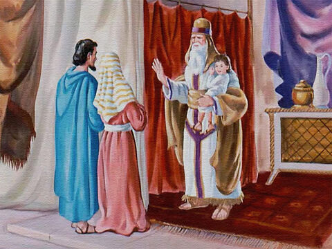 Now Eli was getting old and knew that he should begin to train someone to take his place some day, so he gladly took Samuel to live with him in God’s house. – Slide 11