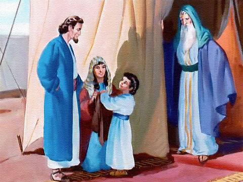 How pleased Samuel was to see his parents when they made a visit to God’s house! Each year his mother brought him a new coat to wear over his simple linen gown. It was hard for Hannah to leave Samuel at the temple and go back to her home in the country... – Slide 13