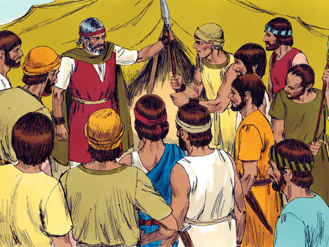 Moses told a young, tough leader called Joshua to choose some strong fighting men to go out and fight the Amalekites the following day. – Slide 2