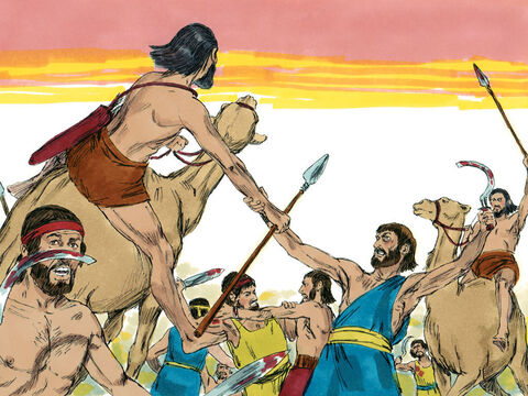While Moses’ hands were held high, Joshua and his men began winning the battle. – Slide 6
