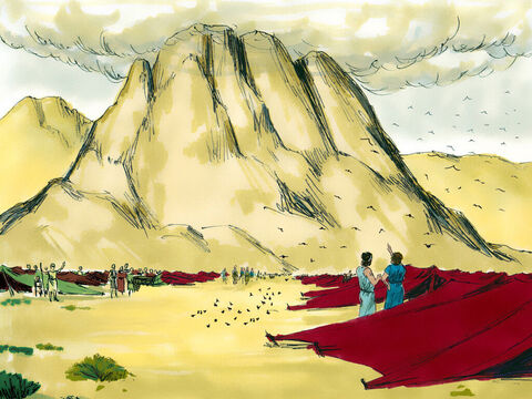 With their enemies defeated, God led His people to the foot of Mount Sinai where they set up camp. – Slide 14