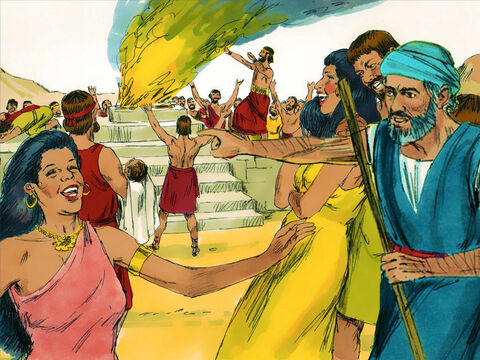 Aaron told them to take off the gold earrings the women and children were wearing and give them to him so they could be melted down to make an idol. – Slide 3