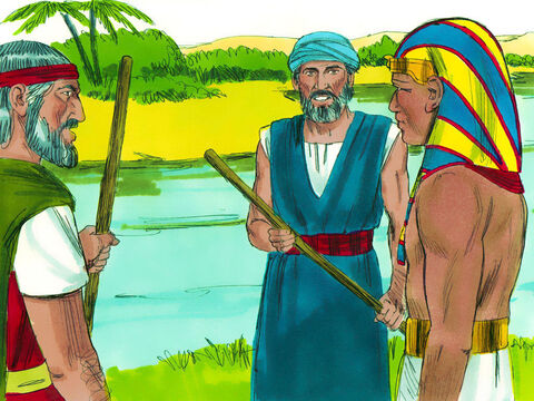 Early in the morning as Pharaoh went down to the river, Moses and Aaron told him what God had planned next. Swarms of flies would buzz around the Egyptians but not the Hebrew slaves living in Goshen. – Slide 12