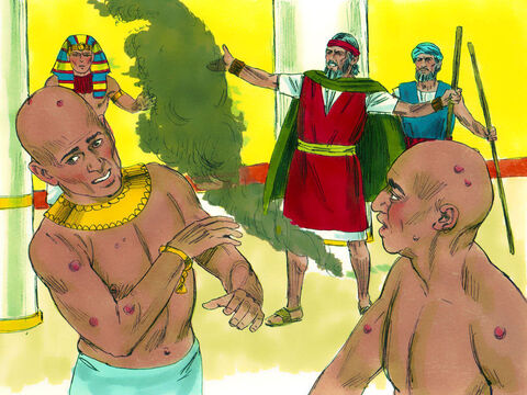 Pharaoh’s magicians could not stand before Moses because of the boils that broke out on them and the Egyptians. But Pharaoh still refused to let God’s people go. – Slide 21