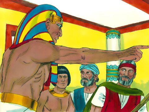 But when Pharaoh found out that all the Hebrew slaves would be leaving he only gave permission for the men to go and worship God. Then he ordered Moses and Aaron to get out of his presence. – Slide 2