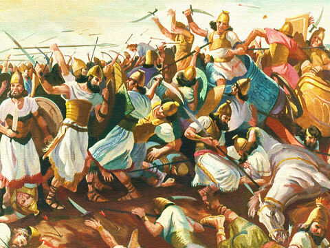 A terrible battle was fought and God gave Israel a tremendous victory. – Slide 18