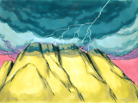 On the morning of the third day there was thunder and lightning and a thick cloud over the mountain. – Slide 9