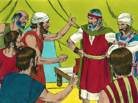 That night the Israelites grumbled and wept. They complained to Moses and Aaron, ‘Why is the Lord bringing us to this land only to die in battle? Our wives and children will be taken as plunder.’ They started planning to choose another leader and go back to Egypt.’ – Slide 14