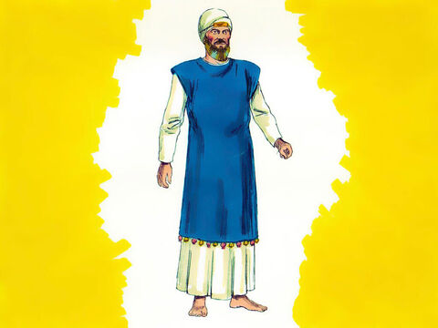 Exodus 39 Garments for the priests were made of white linen. A special garment was made for the High Priest, Aaron. It had a blue sleeveless tunic. – Slide 24