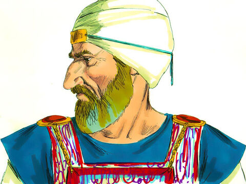 On his head the High Priest wore a turban made of fine linen which was bound around the head in coils. – Slide 27