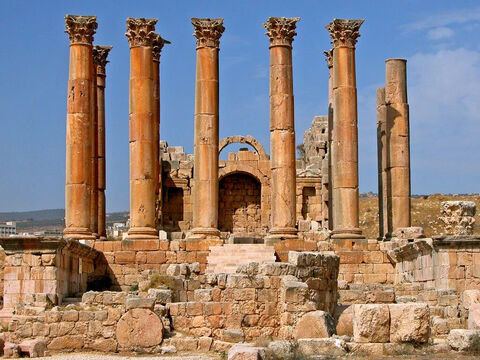 The city was filled with the confusion, and, unable to find Paul, the mob grabbed Paul’s travelling companions from Macedonia, Gaius and Aristarchus. <br/>This is the Temple of Artemis as it is today. – Slide 14