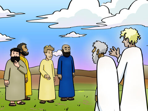 As they strained to see Him rising into heaven, two white-robed men suddenly stood among them. ‘Men of Galilee,’ they said, ‘why are you standing here staring into heaven? Jesus has been taken from you into heaven, but someday He will return from heaven in the same way you saw Him go!’ – Slide 5
