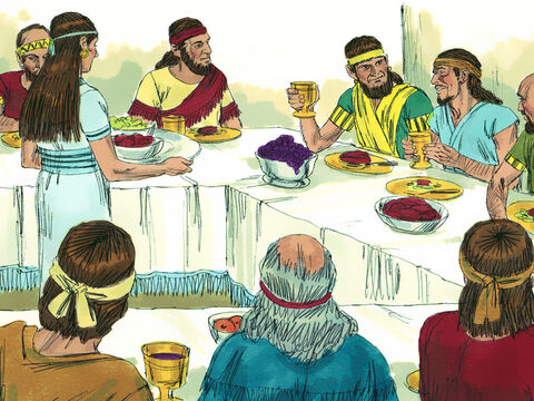 The elders and nobles proclaimed a fast and seated Naboth in a prominent place. Two scoundrels sat opposite him and made false accusations that Naboth had cursed both God and the king. – Slide 7